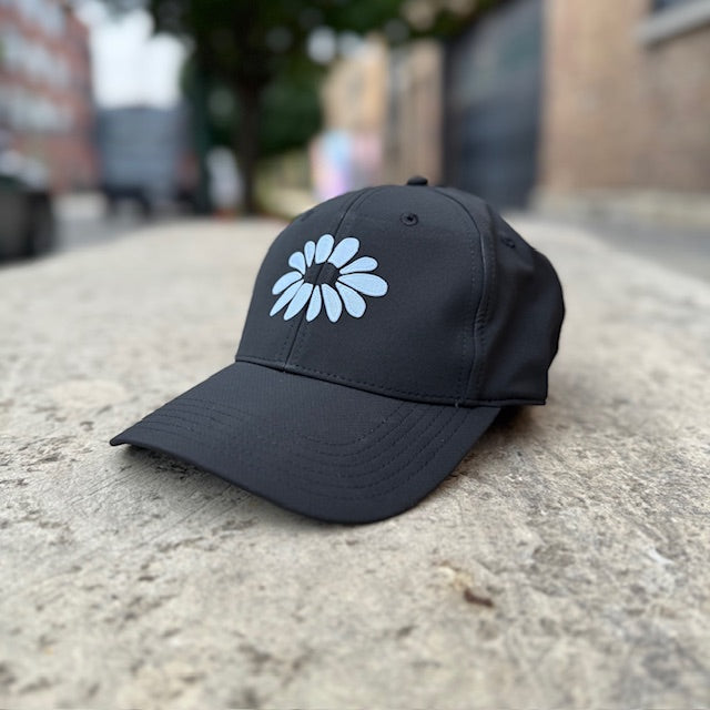 White on Black Daisy Cap