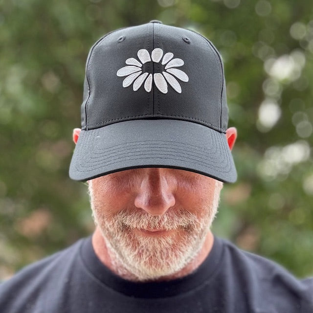 White on Black Daisy Cap